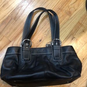 Black leather coach bag. Beautiful.